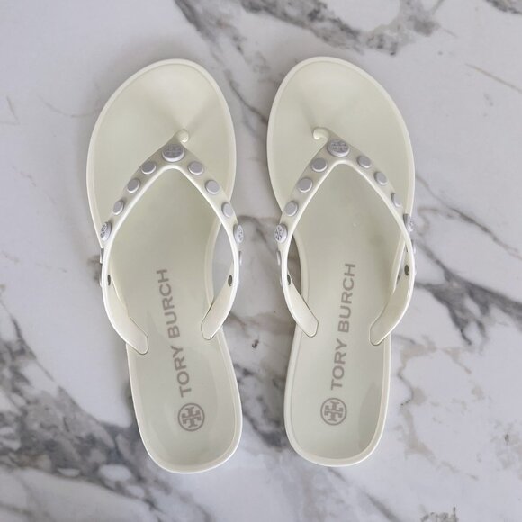 NWT - Tory Burch Studded Jelly Flip Flop - New Ivory🤍 - Picture 2 of 6